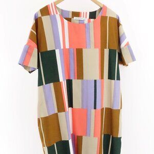 Marimekko Dress Likka Color Block Stripe Size 40 Hyppyraita Print Pentti Rinta